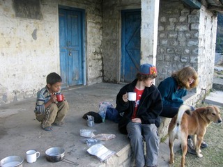  Arran having breakfast in Gaddhi village